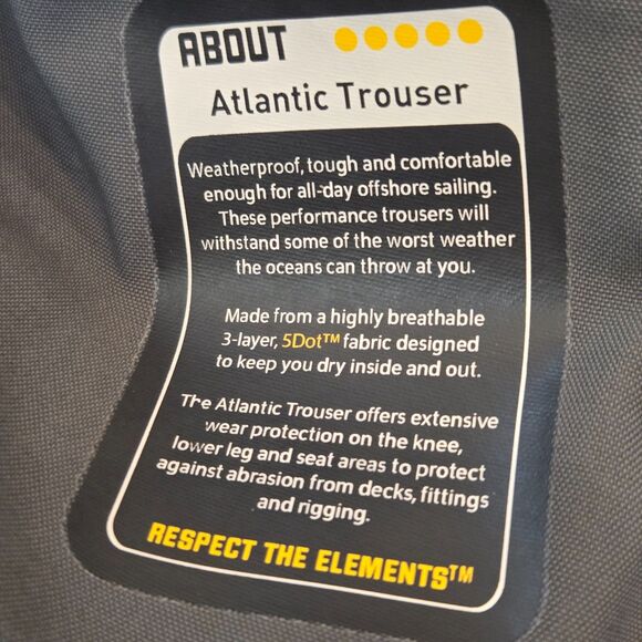 Gill Atlantic Trouser OS4T Sailing Bib Pants Mens sz S Fishing Storm Light Gray - Picture 16 of 16